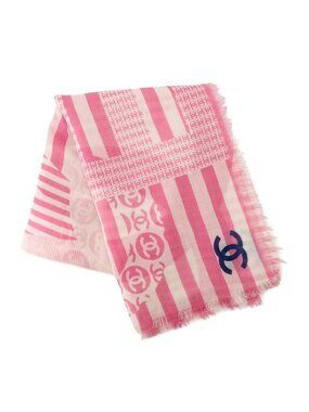 Chanel Scarf CC Logo Large Shawl Cashmere